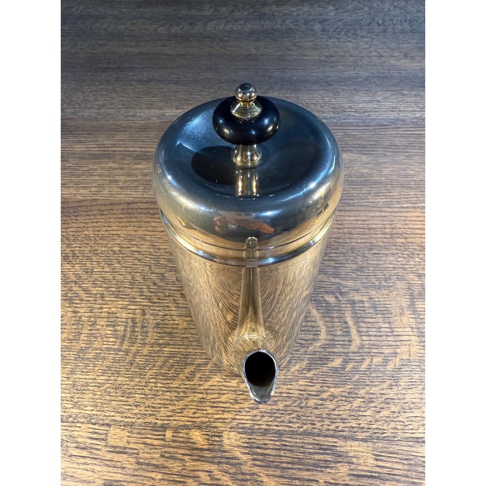 1930s Art Deco Silver Plated Coffee Pot: Bakelite & Brass Finial - Picture 6 of 11